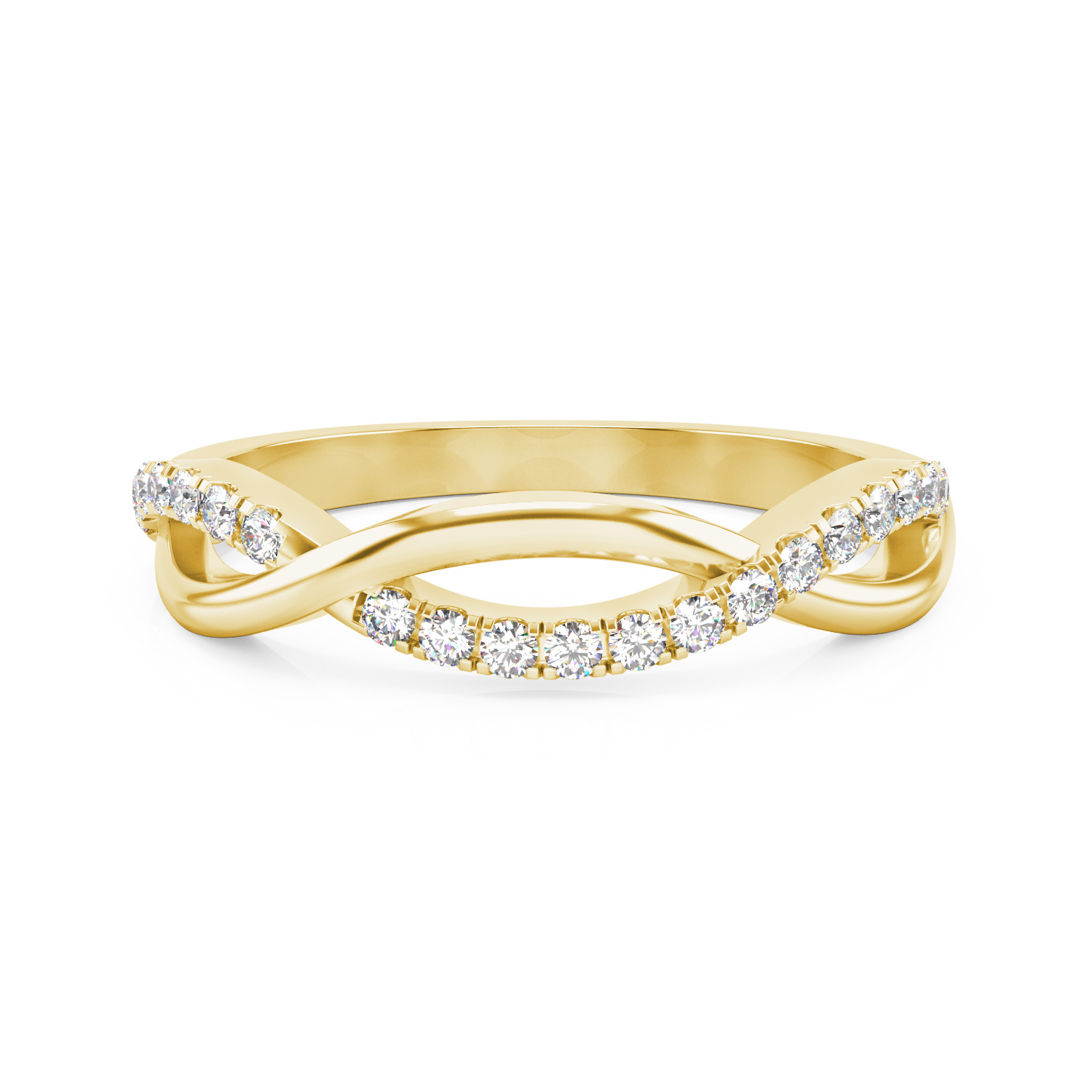 Alliance Femme Originale, Fidèle Entrelacée, Or Jaune 18 carats Diamants