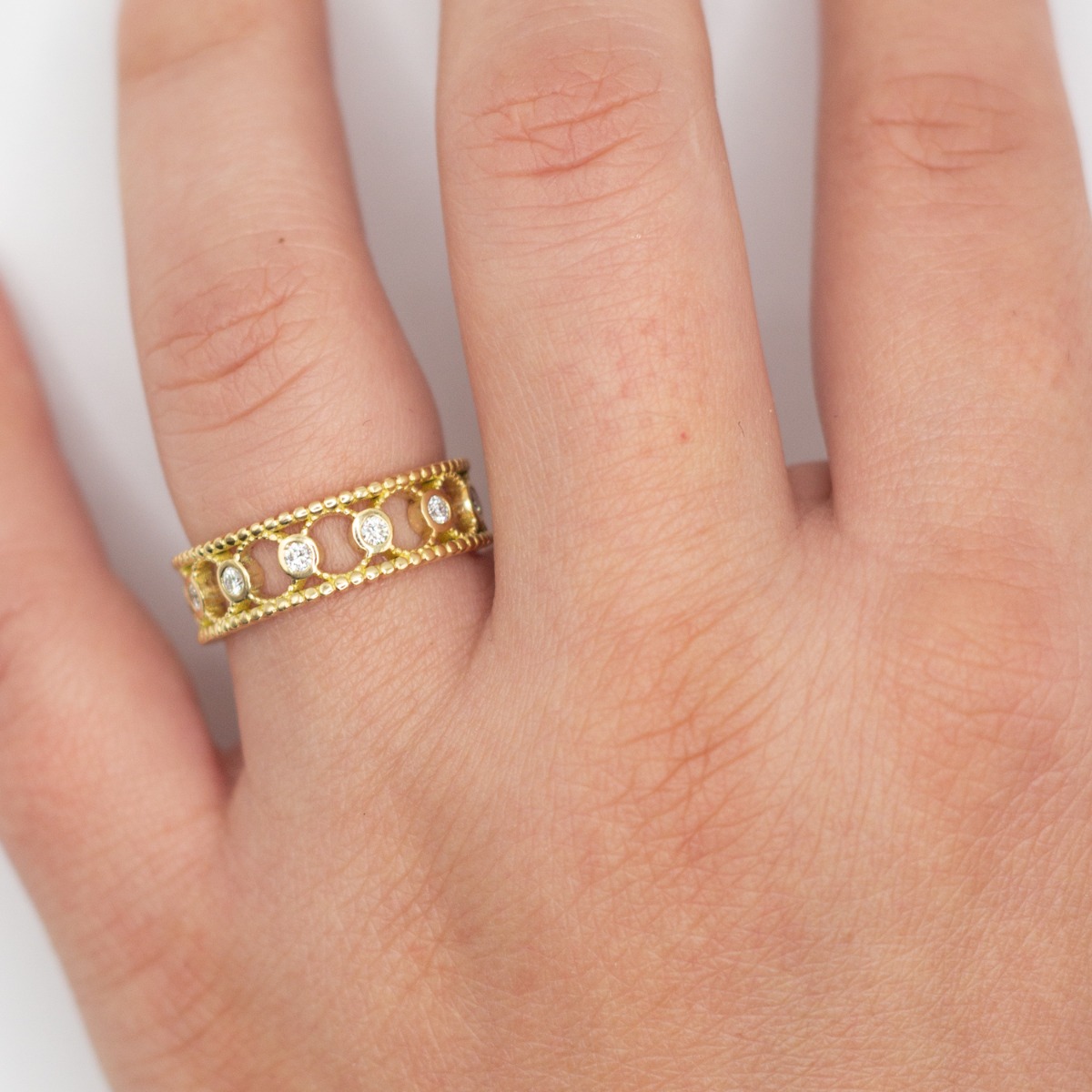 Alliance Femme Originale Large Aurore Perlée Or Rose 18 carats