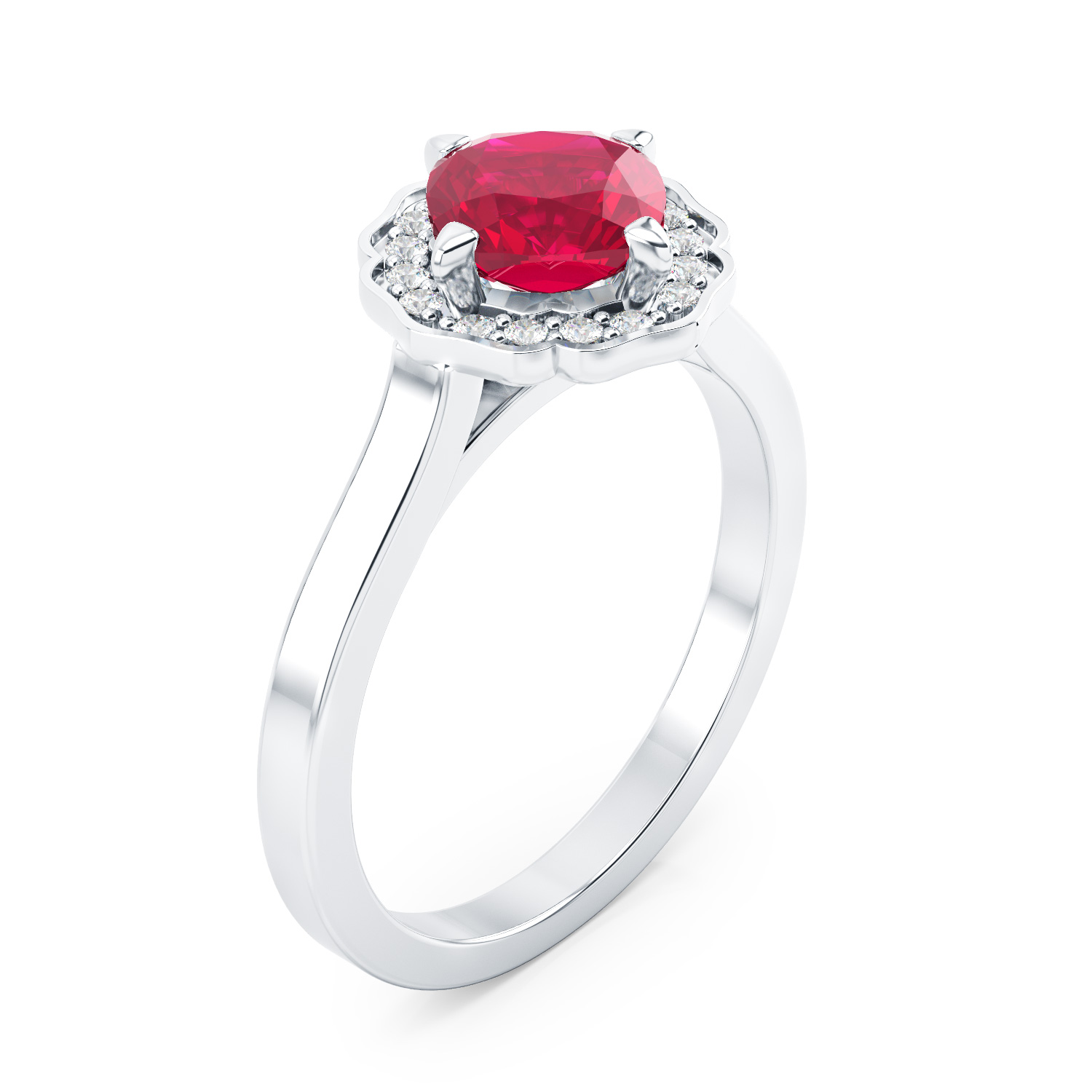 Belle Bague Femme Or Blanc 18 carats Rubis et Diamants DIVENLY