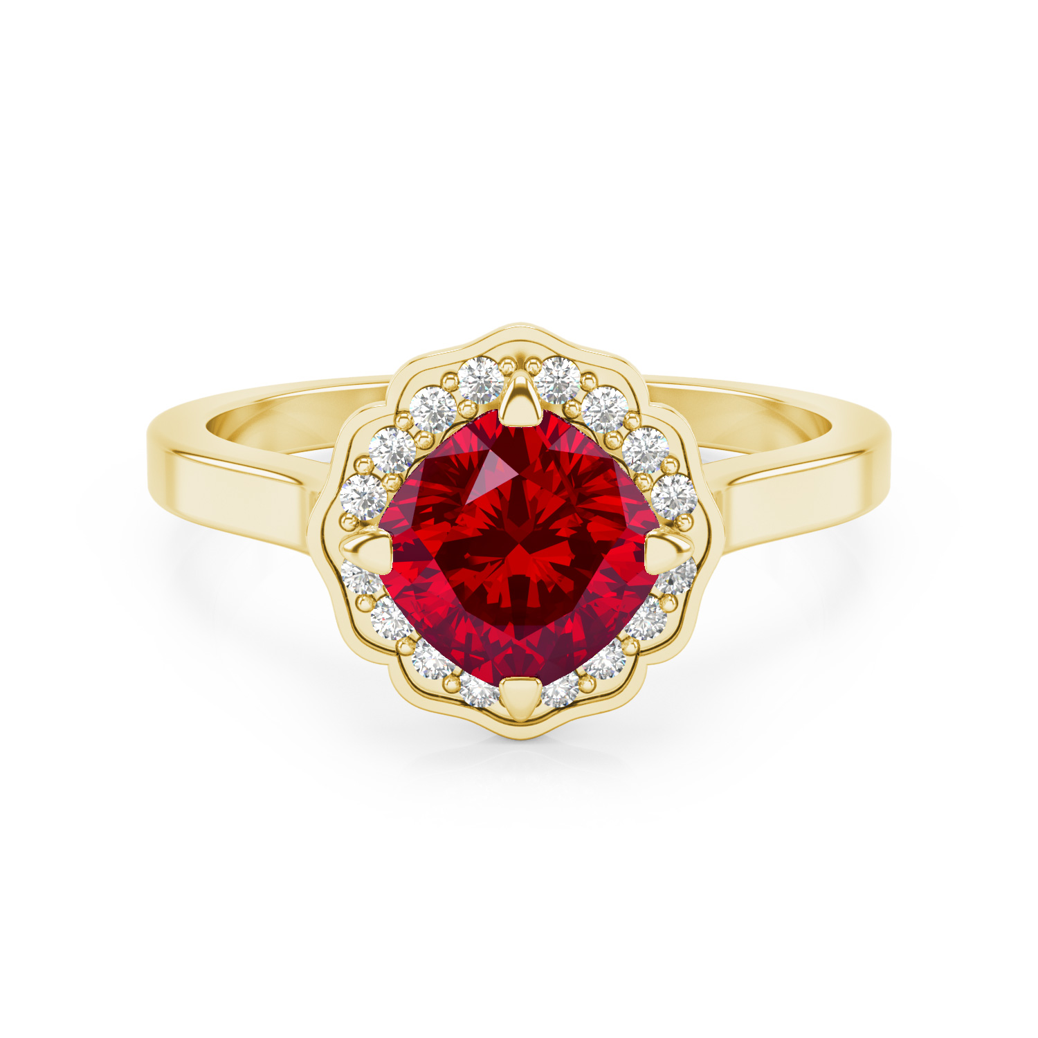 Belle Bague Femme, Or Jaune 18 carats Grenat et Diamants