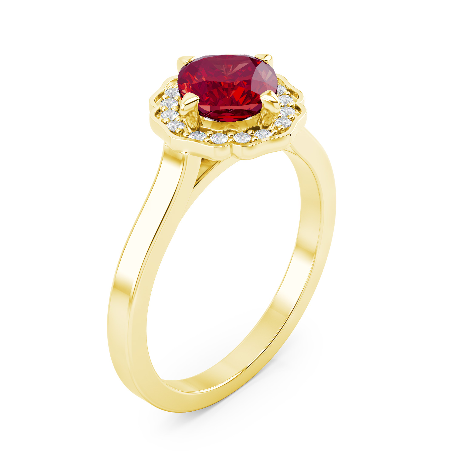 Belle Bague Femme, Or Jaune 18 carats Grenat et Diamants