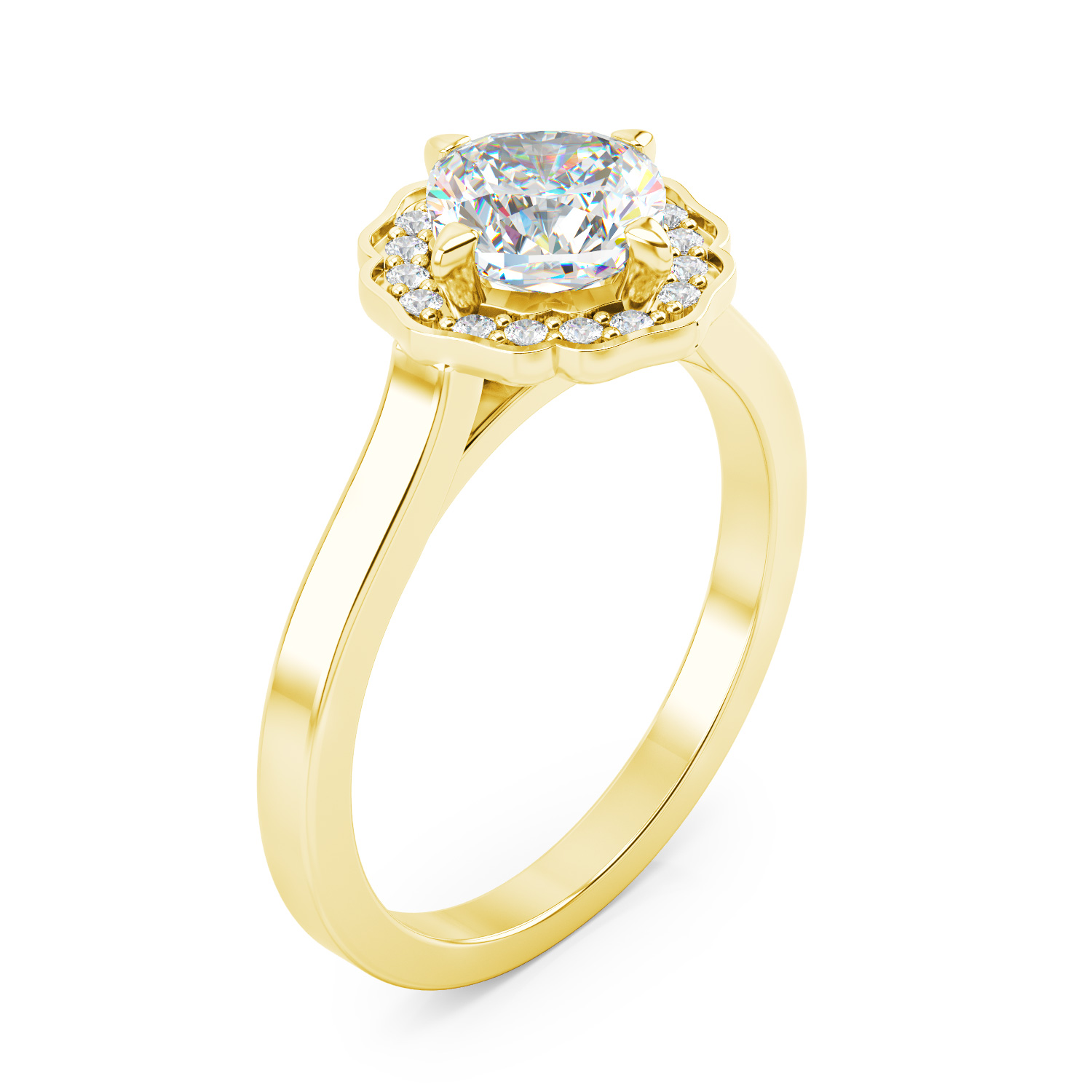 Belle Bague Femme Or jaune 18 carats Moissanite et Diamants DIVENLY