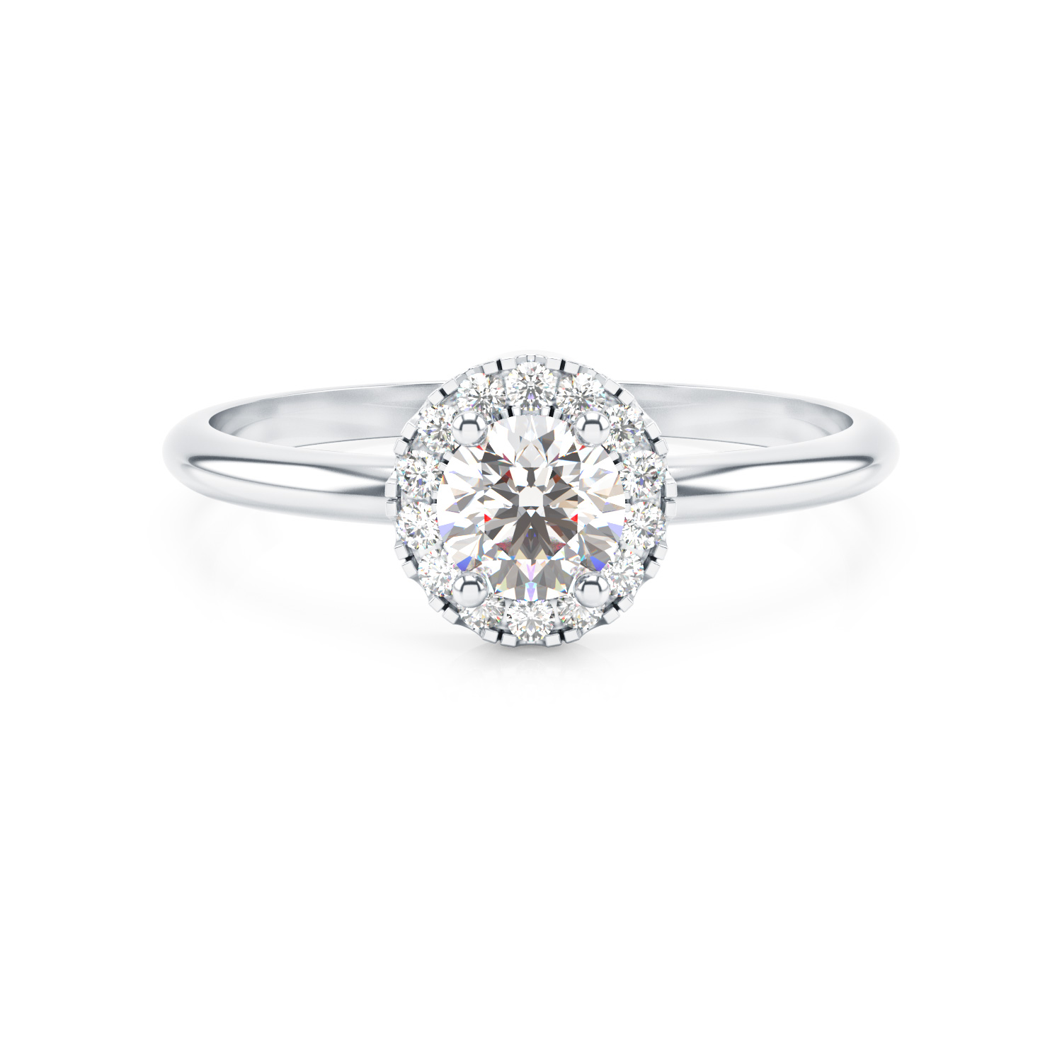 Solitaire entouré Grace Argent Moissanite et Diamants DIVENLY