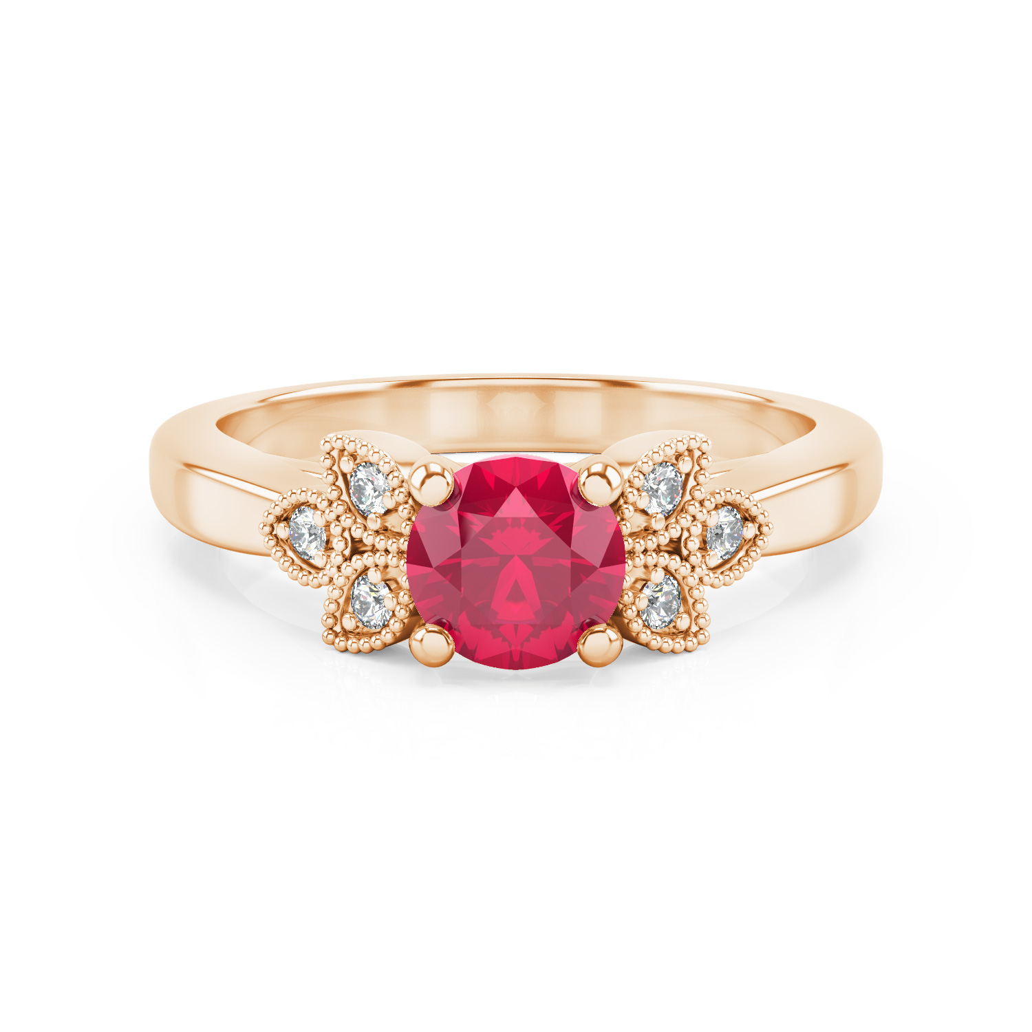 Tiana Bague Originale Or Rose 18 carats Rubis et Diamants DIVENLY