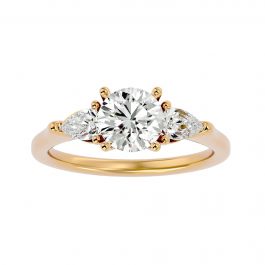 Bague Alliance Femme En Argent 925 Avec Moissanite - Pierre Ronde 1 Ct - Design Trois Pierres - Bague De Fiançailles Ou éternité