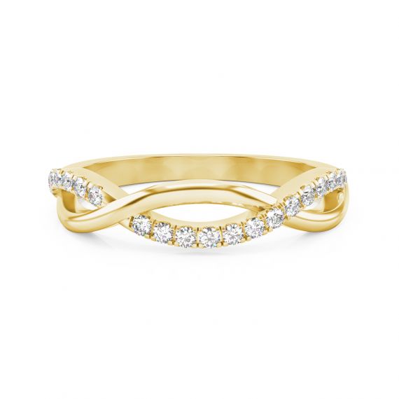 Alliance Femme Originale Fidele en Or Jaune 18 cts Diamant 1