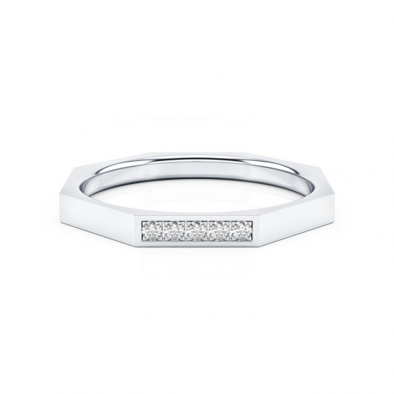 Alliance Femme Originale Or Blanc 18 cts Diamants Oriana Pavée 1