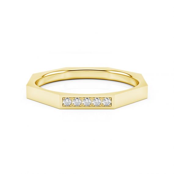 Alliance Femme Originale Or Jaune 18 cts Diamants Oriana Pavée 1