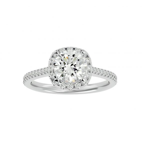 Bague Halo Femme Alma en Or Blanc 18 cts