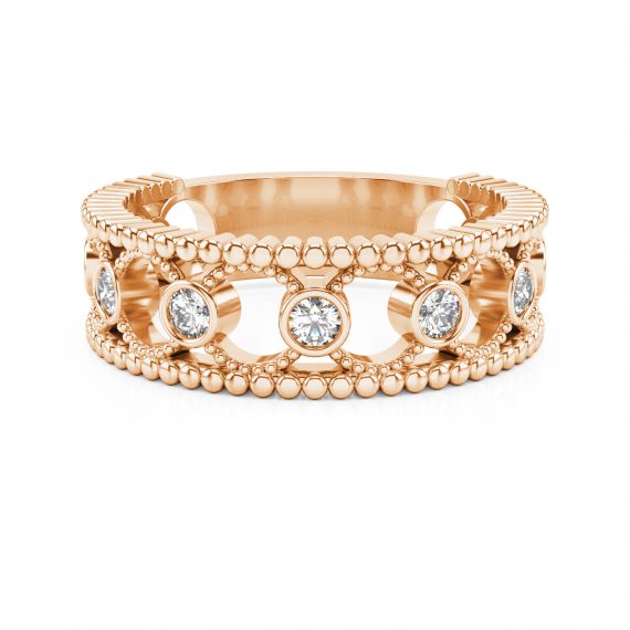 Alliance Femme Originale Aurore en Or Rose 18 cts Diamant 1