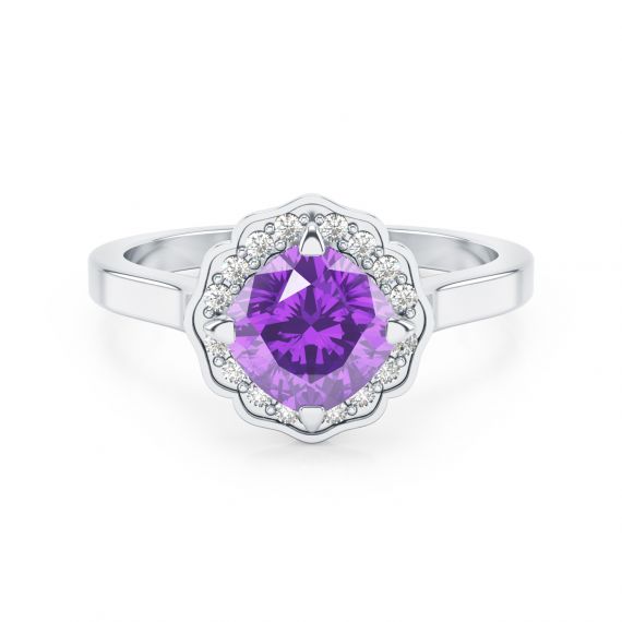 Bague Belle Femme en Argent Améthyste et Diamant 1