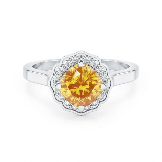 Bague Belle Femme en Argent Citrine et Diamant 1