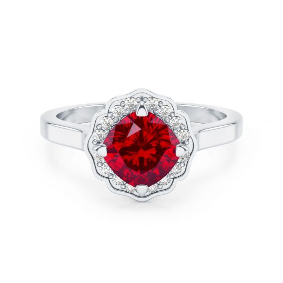 Bague Belle Femme en Argent Grenat et Diamant 1