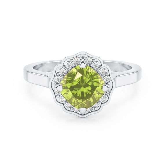 Bague Belle Femme en Argent Peridot et Diamant 1