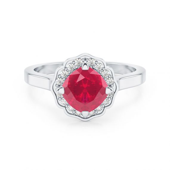 Bague Belle Femme en Argent Rubis et Diamant 1