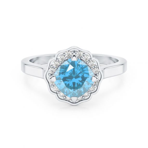 Bague Belle Femme en Argent Topaze et Diamant 1