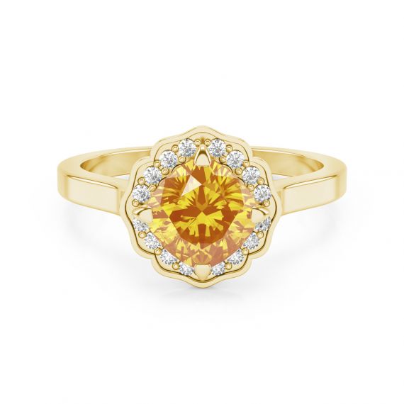 Bague Belle Femme en Or Jaune 18 cts Citrine et Diamant 1