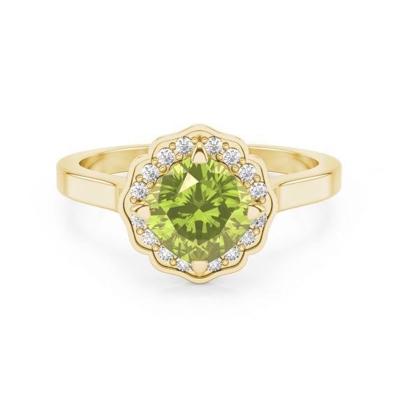 Bague Belle Femme en Or Jaune 18 cts Peridot et Diamant 1