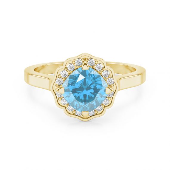 Bague Belle Femme en Or Jaune 18 cts Topaze et Diamant 1