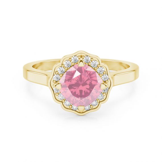 Bague Belle Femme en Or Jaune 18 cts Tourmaline et Diamant 1