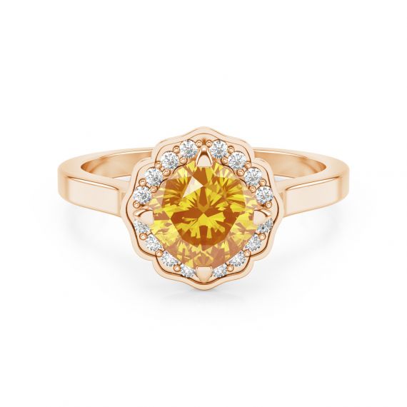 Bague Belle Femme en Or Rose 18 cts Citrine et Diamant 1