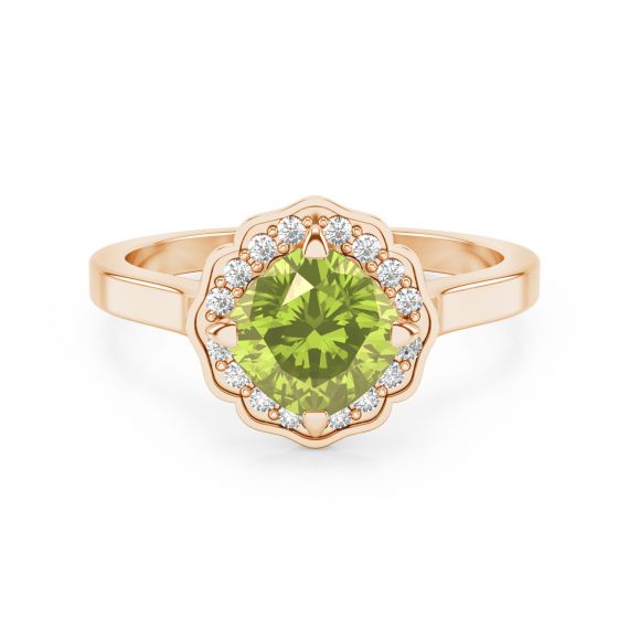 Bague Belle Femme en Or Rose 18 cts Peridot et Diamant 1