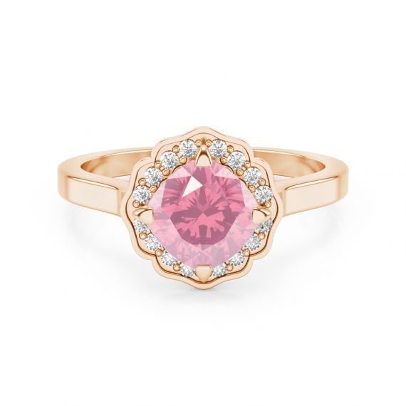 Bague Belle Femme en Or Rose 18 cts Tourmaline et Diamant 1