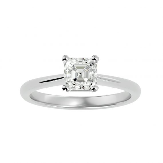 Bague Solitaire Femme Emma Asscher en Or Blanc 18 cts