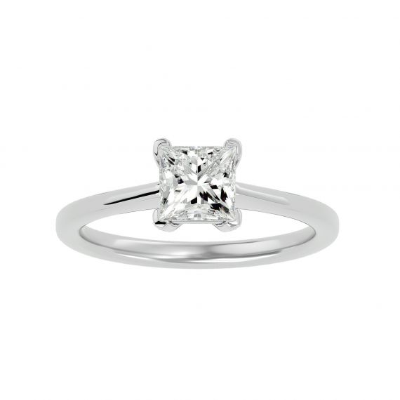 Bague Solitaire Femme Emma Carrée en Or Blanc 18 cts