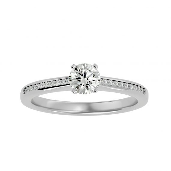 Bague Solitaire Femme Emma Pavée en Or Blanc 18 cts, Moissanite 1