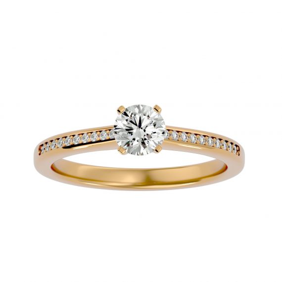 Bague Solitaire Femme Emma Pavée en Or Jaune 18 cts, Moissanite 1