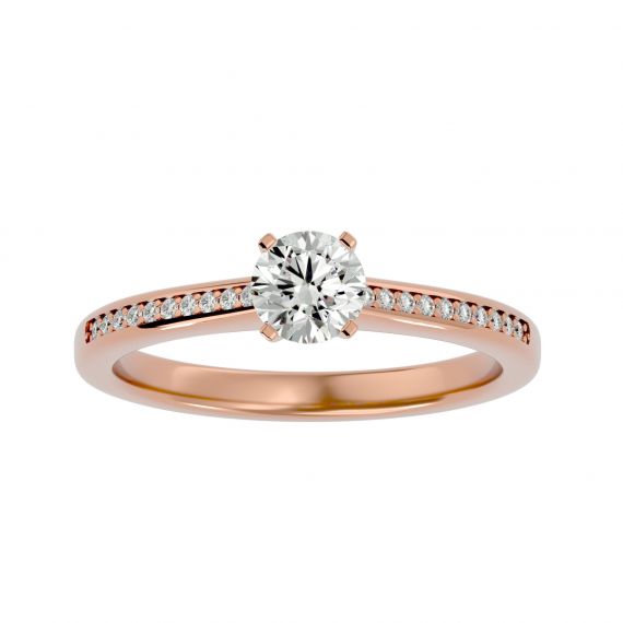 Bague Solitaire Femme Emma Pavée en Or Rose 18 cts, Moissanite 1