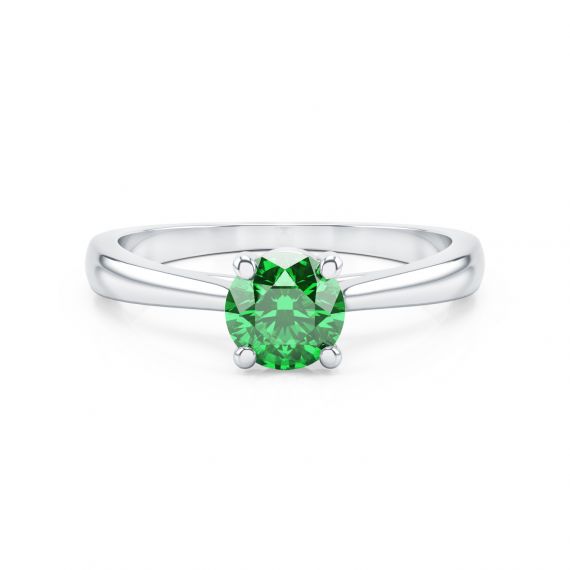 Bague Solitaire Femme Eternelle en Argent, Emeraude 1