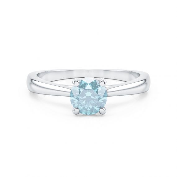 Bague Solitaire Femme Eternelle en Or Blanc 18 cts, Aigue Marine 1