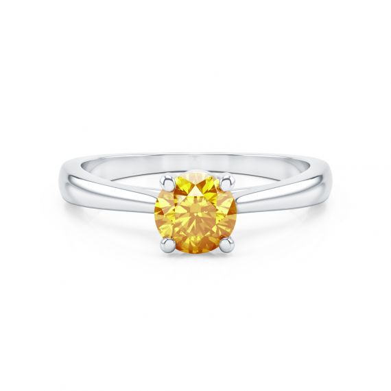 Bague Solitaire Femme Eternelle en Or Blanc 18 cts, Citrine 1