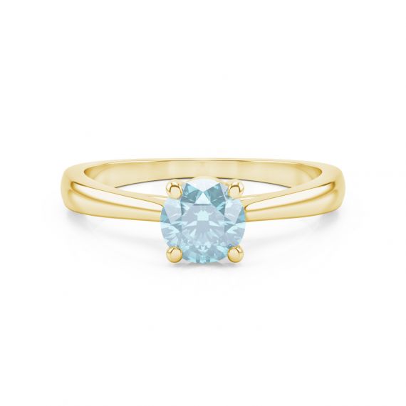 Bague Solitaire Femme Eternelle en Or Jaune 18 cts, Aigue Marine 1