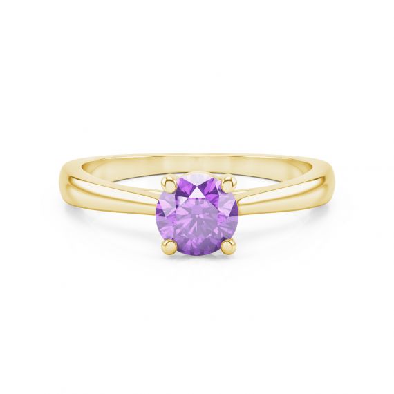 Bague Solitaire Femme Eternelle en Or Jaune 18 cts, Améthyste 1