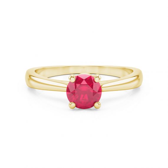 Bague Solitaire Femme Eternelle en Or Jaune 18 cts, Rubis 1