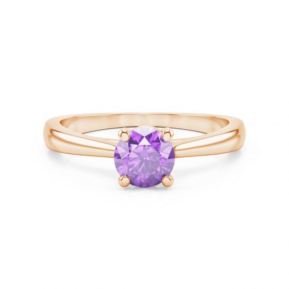 Bague Solitaire Femme Eternelle en Or Rose 18 cts, Améthyste 1