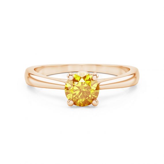 Bague Solitaire Femme Eternelle en Or Rose 18 cts, Citrine 1