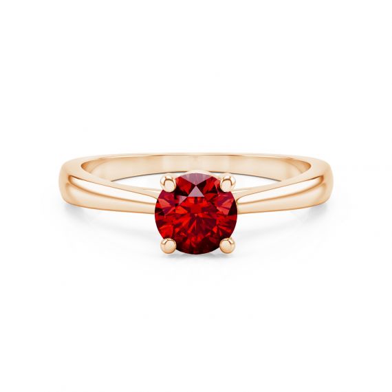 Bague Solitaire Femme Eternelle en Or Rose 18 cts, Grenat 1