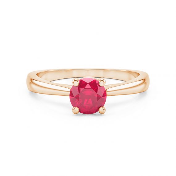 Bague Solitaire Femme Eternelle en Or Rose 18 cts, Rubis 1