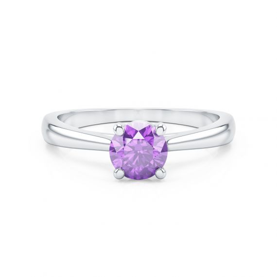 Bague Solitaire Femme Eternelle en Platine, Améthyste 1