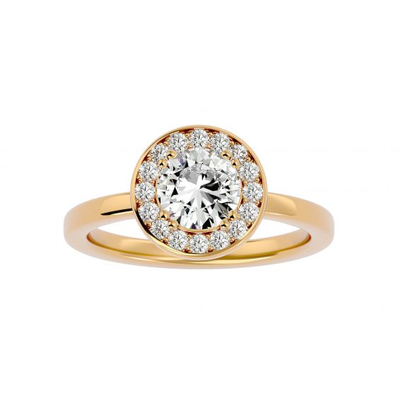 Bague Halo Femme Eva en Or Jaune 18 cts, Moissanite 1