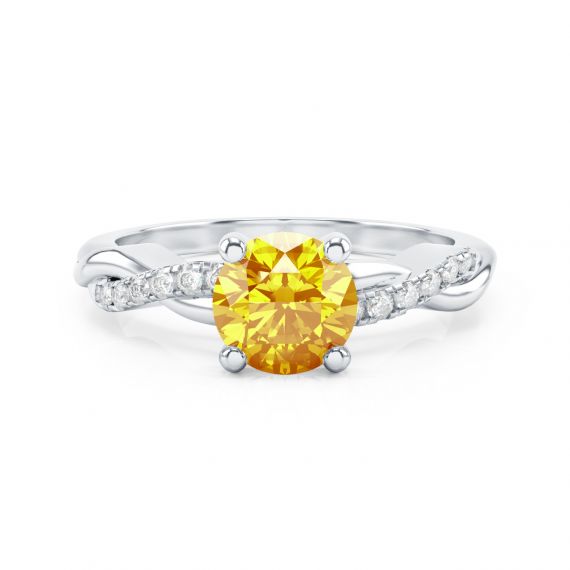 Bague Entrelacée Flamme en Argent Citrine et Diamant 1