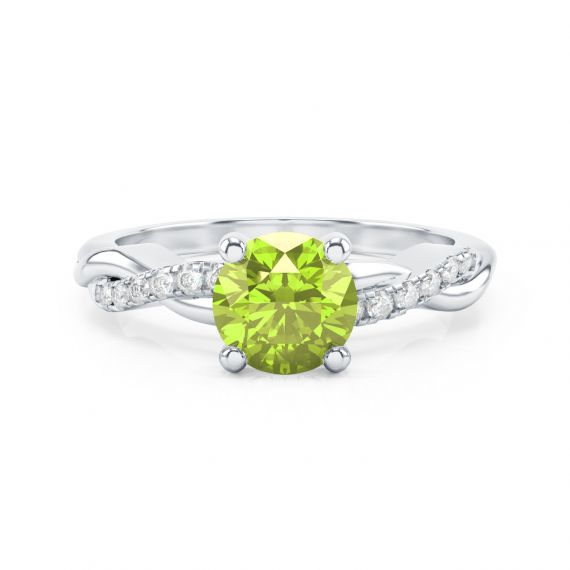 Bague Entrelacée Flamme en Argent Peridot et Diamant 1