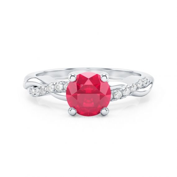 Bague Entrelacée Flamme en Argent Rubis et Diamant 1