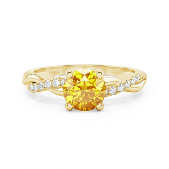 Bague Entrelacée Flamme en Or Jaune 18 cts Citrine et Diamant 1