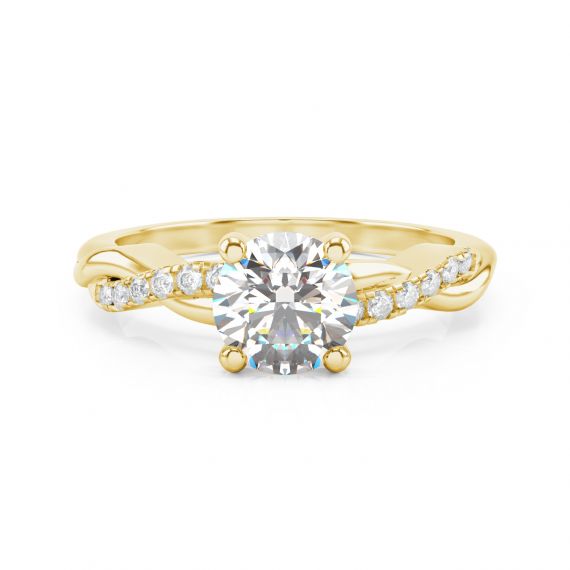 Bague Entrelacée Flamme en Or Jaune 18 cts Moissanite 1