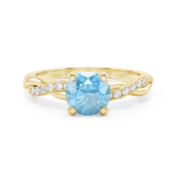 Bague Entrelacée Flamme en Or Jaune 18 cts Topaze et Diamant 1